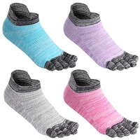 Toe Socks No Show Cotton Low Cut Five Finger Socks Athletic for Women by Meaiguo(Women Pinse No Show)