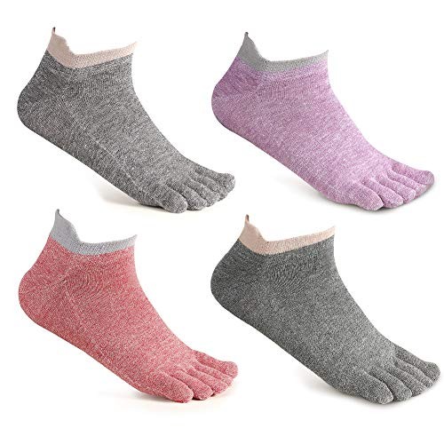 Toe Socks No Show Cotton Low Cut Five Finger Socks Athletic for Women by Meaiguo(ABSW1)