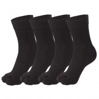 Meaiguo Toe Socks Running Five Finger Crew Cotton for Men Women 4 Pairs（A8 Black）