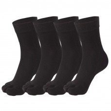 Meaiguo Toe Socks Running Five Finger Crew Cotton for Men Women 4 Pairs（A8 Black）