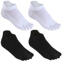 Meaiguo Toe Socks No Show Running Five Finger Socks for Men Women 4 Pairs(Man A2 Black&White)