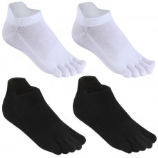 Meaiguo Toe Socks No Show Running Five Finger Socks for Men Women 4 Pairs(Man A2 Black&White)