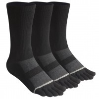 Men's Toe socks Cotton Crew Five Finger Socks Hiking Socks for Running 3 Pairs(Long Mesh Black)