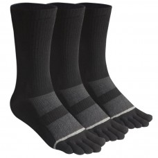 Men's Toe socks Cotton Crew Five Finger Socks Hiking Socks for Running 3 Pairs(Long Mesh Black)