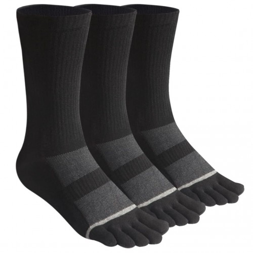 Men's Toe socks Cotton Crew Five Finger Socks Hiking Socks for Running 3 Pairs(Long Mesh Black)