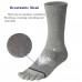 Men's Toe socks Cotton Crew Five Finger Socks Hiking Socks for Running 3 Pairs(Long Mesh Grey)