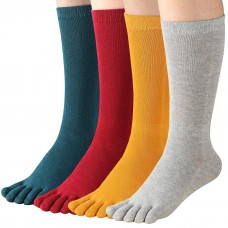 Women's Toe socks For Running Five Finger Socks With Cotton Athletic 4 Pairs(Women Crew 01)