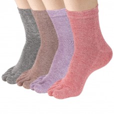 Women's Toe socks Cotton Crew Five Finger Socks For Running Athletic 4 Pack By Meaiguo(ABLW1)