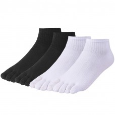 Toe Socks No Show Five Finger Socks Athletic Running Socks For Men Women 4 Pairs(Man D1 White&Black)
