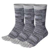 Meaiguo Toe Socks Running Five Finger Crew Cotton for Men Women 3 Pairs (Men Long Pinse Grey/3Pairs)