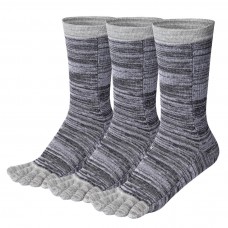 Meaiguo Toe Socks Running Five Finger Crew Cotton for Men Women 3 Pairs (Men Long Pinse Grey/3Pairs)
