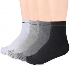 Meaiguo Toe Socks Running Five Finger Crew Cotton for Men Women 4 Pack（B5)