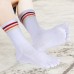 Men's Toe socks Cotton Crew Five Finger Socks Hiking Socks for Running 3 Pairs (White/3Pairs-Size 6-10)