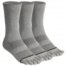Men's Toe socks Cotton Crew Five Finger Socks Hiking Socks for Running 3 Pairs(Long Mesh Grey)