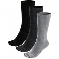 Meaiguo Toe Socks Running Five Finger Crew Cotton for Men Women 3 Pairs (long B&DG&G)