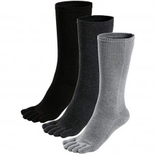 Meaiguo Toe Socks Running Five Finger Crew Cotton for Men Women 3 Pairs (long B&DG&G)
