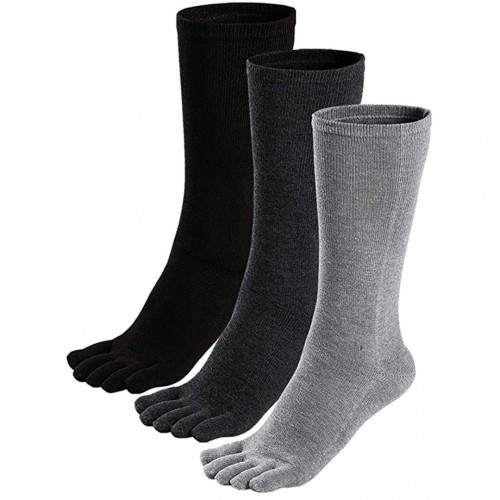 Meaiguo Toe Socks Running Five Finger Crew Cotton for Men Women 3 Pairs (long B&DG&G)