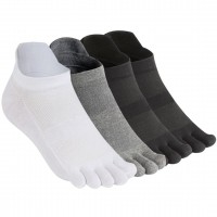 Men's Toe Socks Cotton Five Finger Socks Low Cut Athletic Socks for Running 4 Pairs (Grey&White&2Black-Size 7-13)