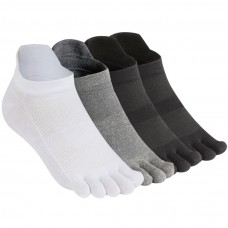 Men's Toe Socks Cotton Five Finger Socks Low Cut Athletic Socks for Running 4 Pairs (Grey&White&2Black-Size 7-13)