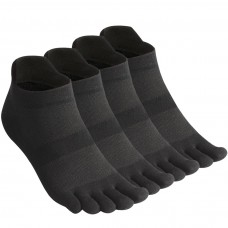 Men's Toe Socks Cotton Five Finger Socks Low Cut Athletic Socks for Running 4 Pairs(Mesh 3-Black)