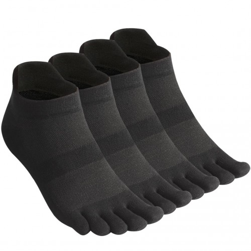 Men's Toe Socks Cotton Five Finger Socks Low Cut Athletic Socks for Running 4 Pairs(Mesh 3-Black)