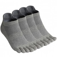 Men's Toe Socks Cotton Five Finger Socks Low Cut Athletic Socks for Running 4 Pairs(Mesh 3-Grey)