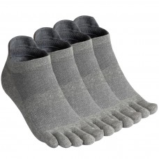 Men's Toe Socks Cotton Five Finger Socks Low Cut Athletic Socks for Running 4 Pairs(Mesh 3-Grey)