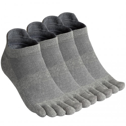 Men's Toe Socks Cotton Five Finger Socks Low Cut Athletic Socks for Running 4 Pairs(Mesh 3-Grey)