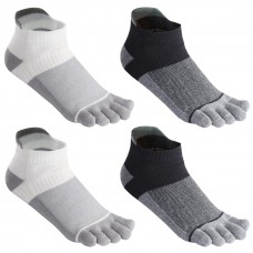 Men's Cotton Toe Socks Five Finger Socks Low Cut Athletic Socks for Running 4 Pairs (Mesh Style2 GR&Dark GR)
