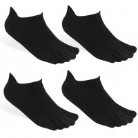 Meaiguo Toe Socks No Show Running Five Finger Socks for Men Women 4 Pairs(A2-4Black)