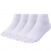 Meaiguo Toe Socks No Show Running Five Finger Socks for Men Women 4 Pairs(Man D1-White)