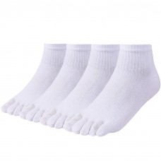Meaiguo Toe Socks No Show Running Five Finger Socks for Men Women 4 Pairs(Man D1-White)