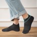 Men's Toe Socks Cotton Five Finger Socks Low Cut Athletic Socks for Running 4 Pairs(Mesh 3-Black)
