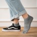 Men's Toe Socks Cotton Five Finger Socks Low Cut Athletic Socks for Running 4 Pairs(Mesh 3-Grey)