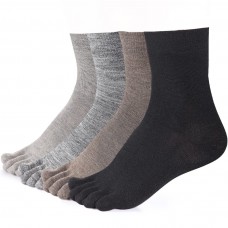 Meaiguo Toe Socks Running Five Finger Crew Cotton for Men Women 4 Pairs (Multicolor-wool)