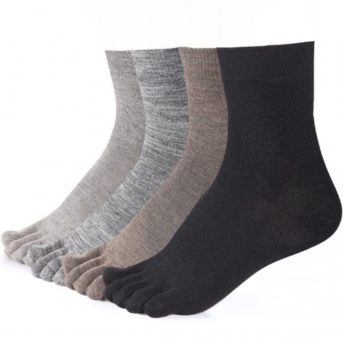 Meaiguo Toe Socks Running Five Finger Crew Cotton for Men Women 4 Pairs (Multicolor-wool)