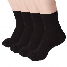 Women's Toe socks Cotton Crew Five Finger Socks For Running Athletic 4 Pack By Meaiguo(Women A1-4 Black)