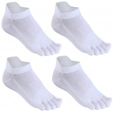 Toe Socks No Show Five Finger Socks Running Toe Socks for Men Women 4 Pairs (Man A2-4White)