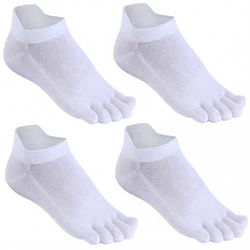 Toe Socks No Show Five Finger Socks Running Toe Socks for Men Women 4 Pairs (Man A2-4White)