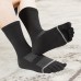 Men's Toe socks Cotton Crew Five Finger Socks Hiking Socks for Running 3 Pairs(Long Mesh Black)