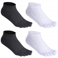 Men's Cotton Toe Socks Five Finger Socks Low Cut Athletic Socks for Running 4 Pairs(Mesh 1 Black&White)