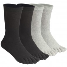 Women's Toe socks Cotton Crew Five Finger Socks For Running Athletic 4 Pack (Women D2-Black&Grey)