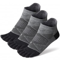 Womens Toe Socks Cotton Five Finger Socks No Show Toe Socks for Running 3 Pairs (Y2712-Grey/3 Pairs)