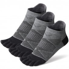 Womens Toe Socks Cotton Five Finger Socks No Show Toe Socks for Running 3 Pairs (Y2712-Grey/3 Pairs)