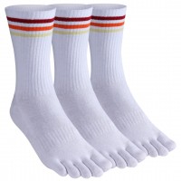 Men's Toe socks Cotton Crew Five Finger Socks Hiking Socks for Running 3 Pairs (White/3Pairs-Size 6-10)