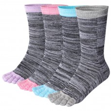 Women's Toe socks For Running Crew Five Finger Socks With Cotton 4 Pairs(Women Crew Pin)