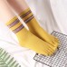 Women's Toe socks For Running Five Finger Socks With Cotton Athletic 4 Pairs (Black,Grey,Pink,Yellow/D3)