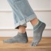 Men's Toe Socks Cotton Five Finger Socks Low Cut Athletic Socks for Running 4 Pairs(Mesh 3-Grey)