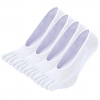 Meaiguo Toe Socks No Show Running Five Finger Socks for Men Women 4 Pairs (White/A6)