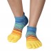 Meaiguo Women's Toe socks No Show Cotton Five Finger Socks For Running Athletic 3 Pairs（Strip1-red/Blue/Purple）